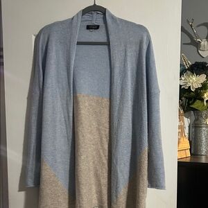 Forte Cashmere Light Blue and Beige Cardigan